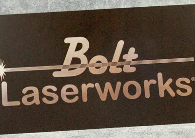 Laser-etched business signs by Bolt Laserworks